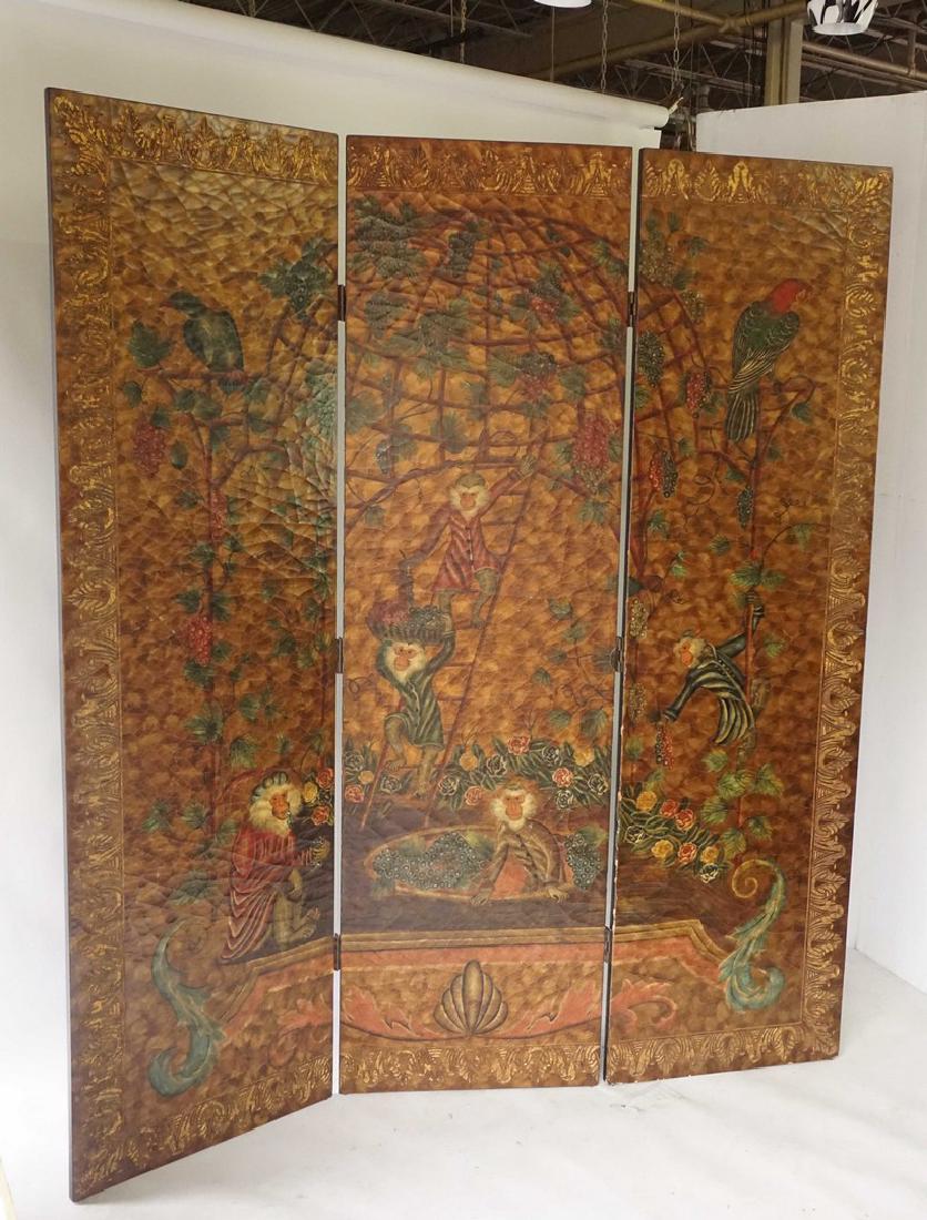 Three Panel Chinese Screen with Parrots (1 of 8)