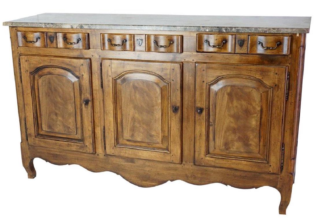 Large 3 Door Drexel Marble Top Fruitwood Sideboard (1 of 11)