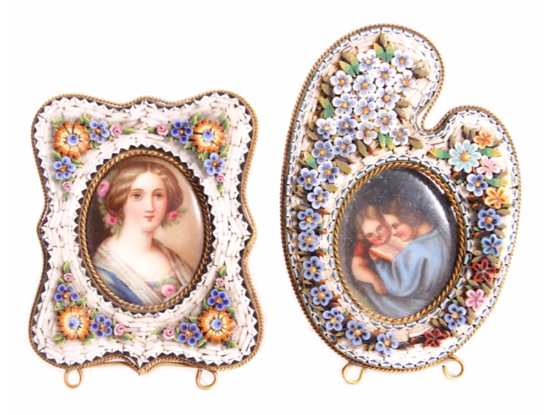 Pair of Micro Mosaic Framed Miniature Paintings (1 of 4)