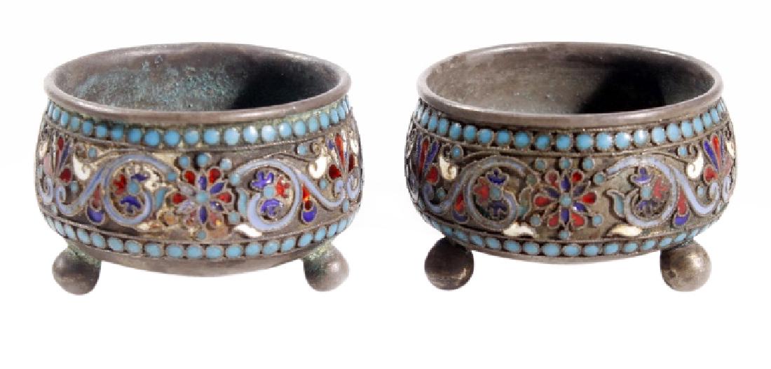 Pair of Russian Enamel Salt Cellars (1 of 4)