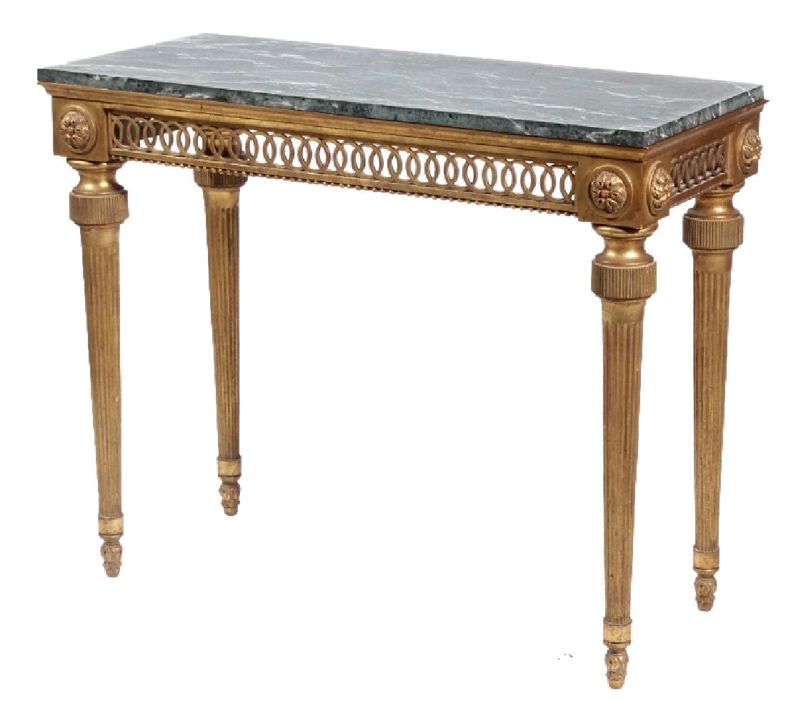 Marble Top Louis XVI-Style Console Table (1 of 9)