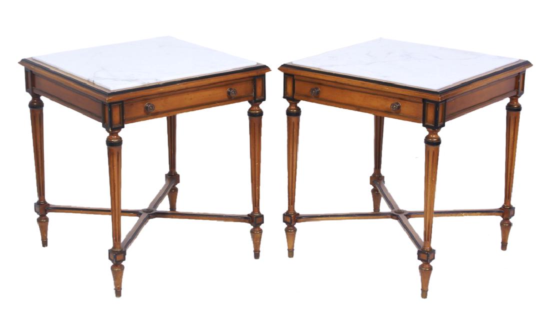 Pair 19th Style Marble Top Tables (1 of 5)
