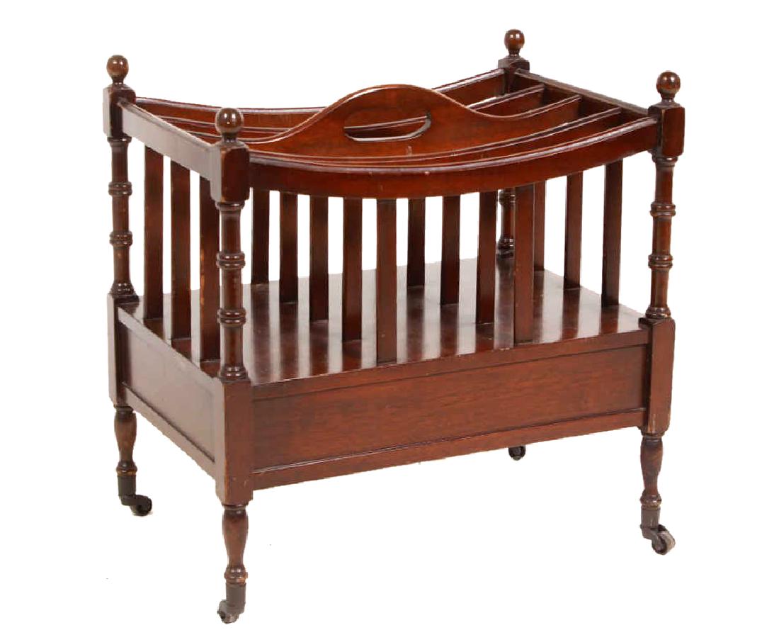 Mahogany Canterbury: 20th C. 19.5 inches height, 19 inches width, 13 inches depth.