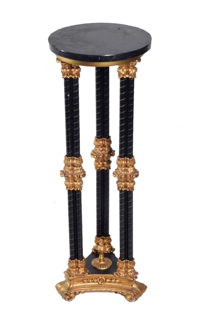 Ebonized Marble Top Pedestal (1 of 4)