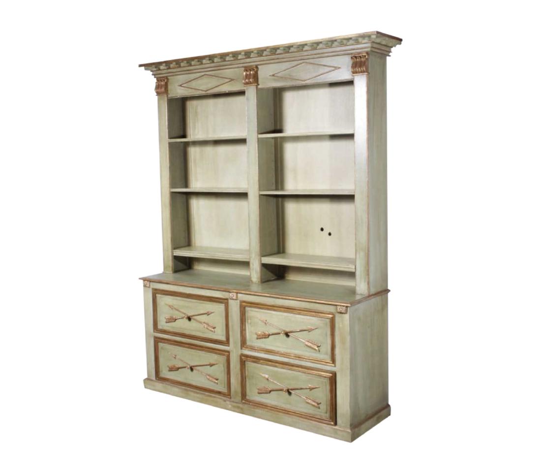 Directoire Style Painted Bookcase Cabinet (1 of 4)