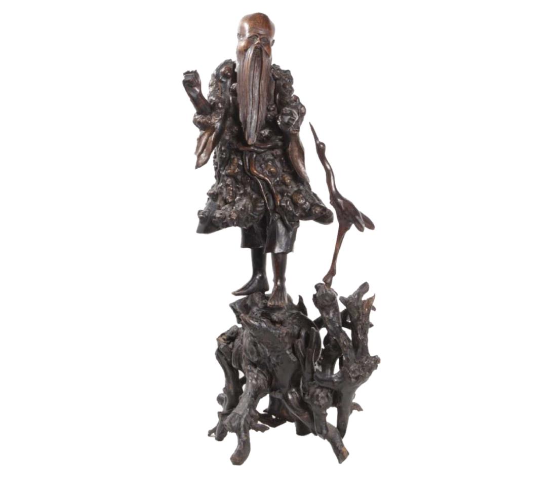 Carved Chinese Figure Of a Scholar and a Crane (1 of 12)