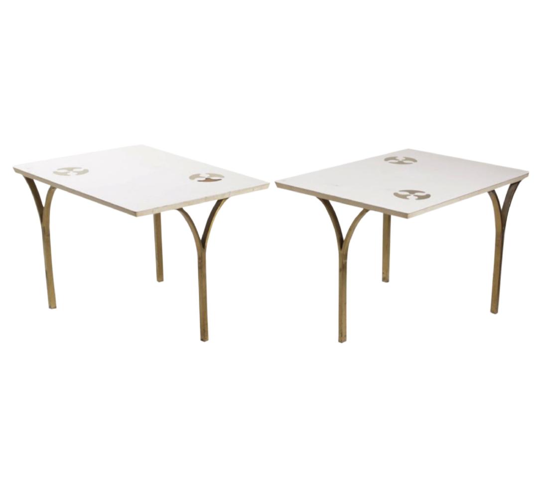 Pr Modern Inlaid Brass End Tables (1 of 8)