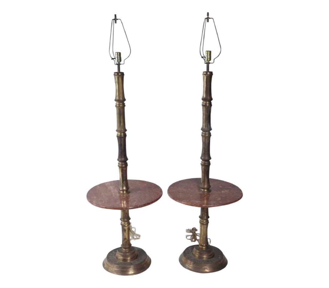 Pair Faux Bamboo Brass Floor Lamps (1 of 7)