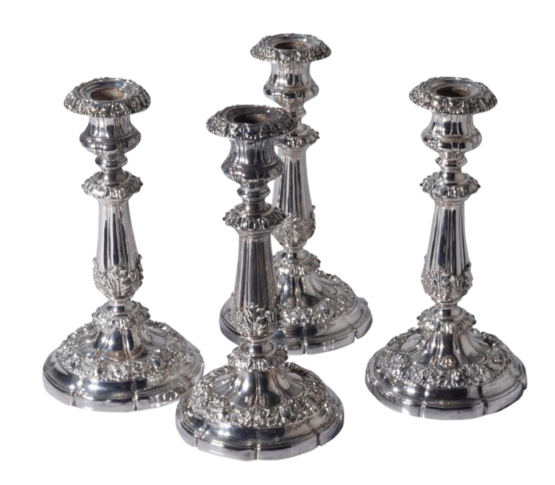 Set 4 Sheffield Silver  Plate Candlesticks (1 of 10)