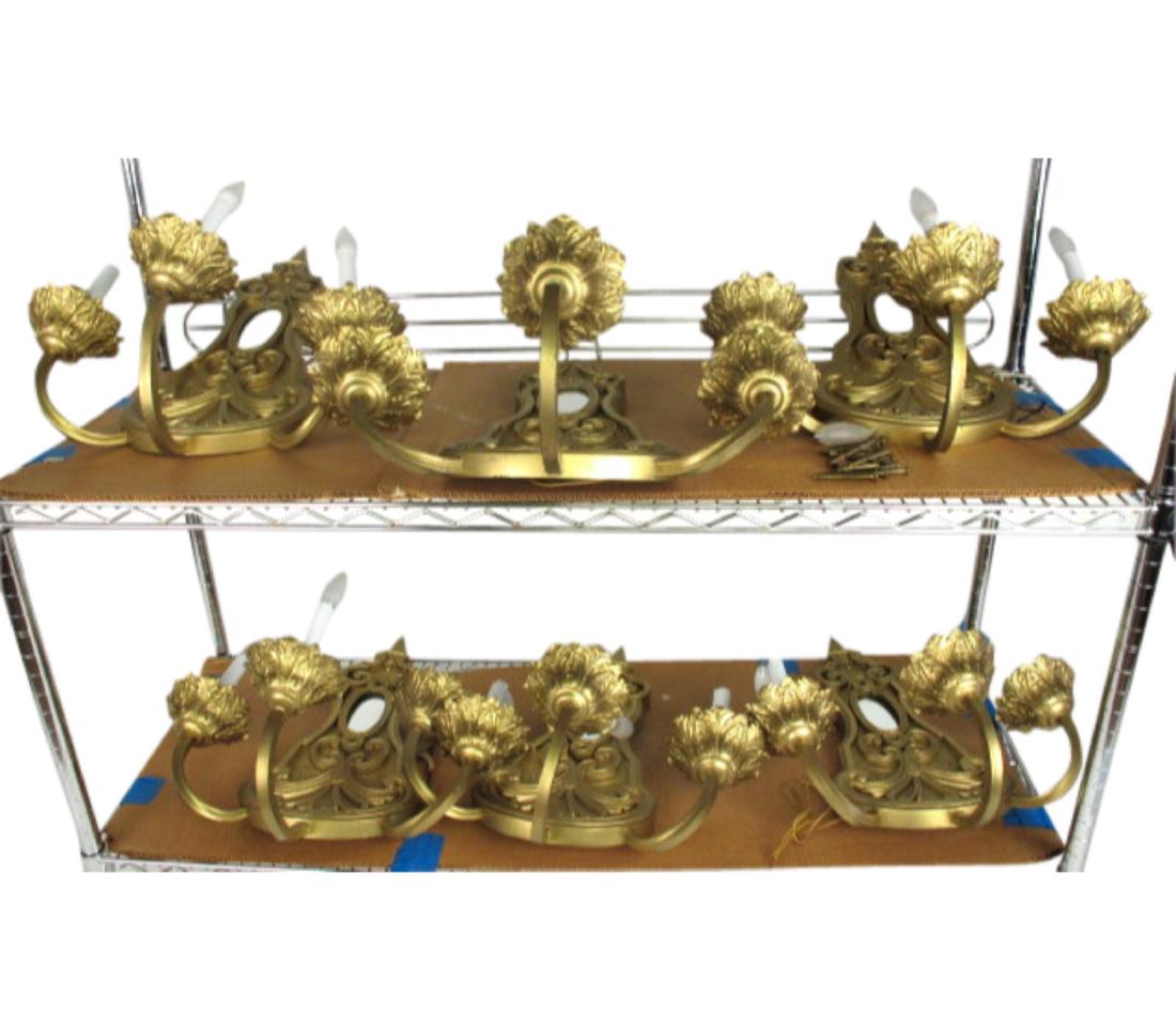 Six Bronze Three Arm Wall Sconces (1 of 10)