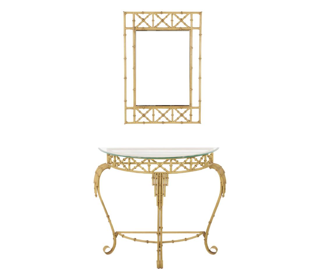 Faux Bamboo Console & Mirror (1 of 8)