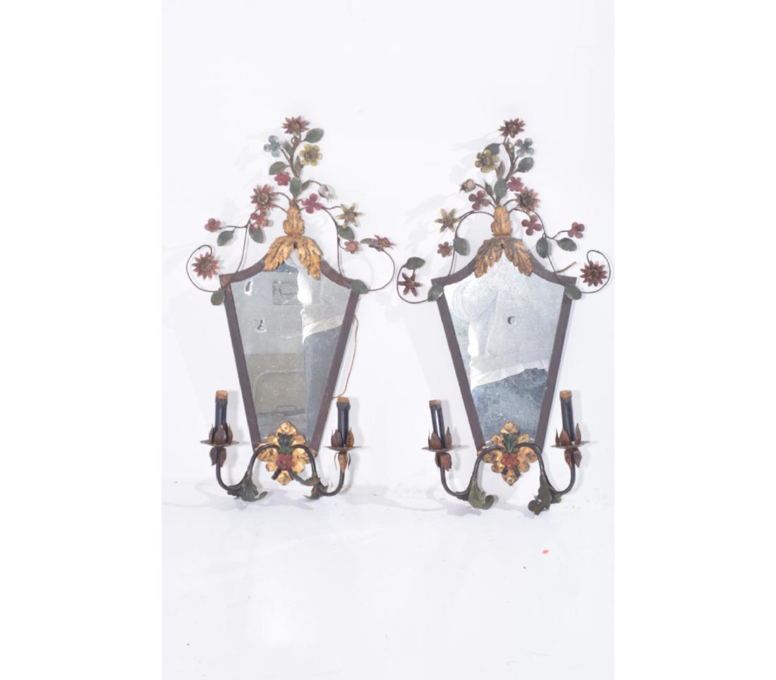 Pr Early Tole Mirrored Sconces (1 of 8)