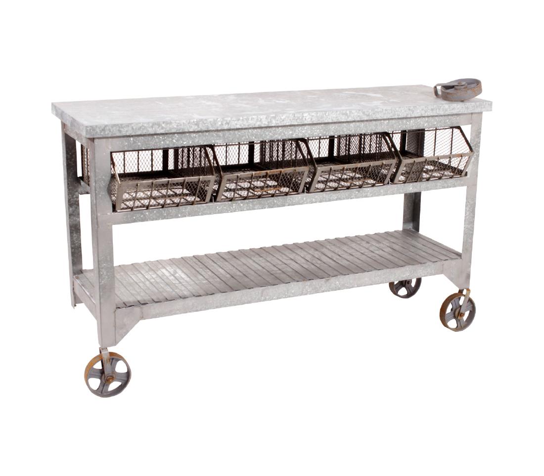 Industrial Galvanized Tin Cabinet on Wheels (1 of 8)