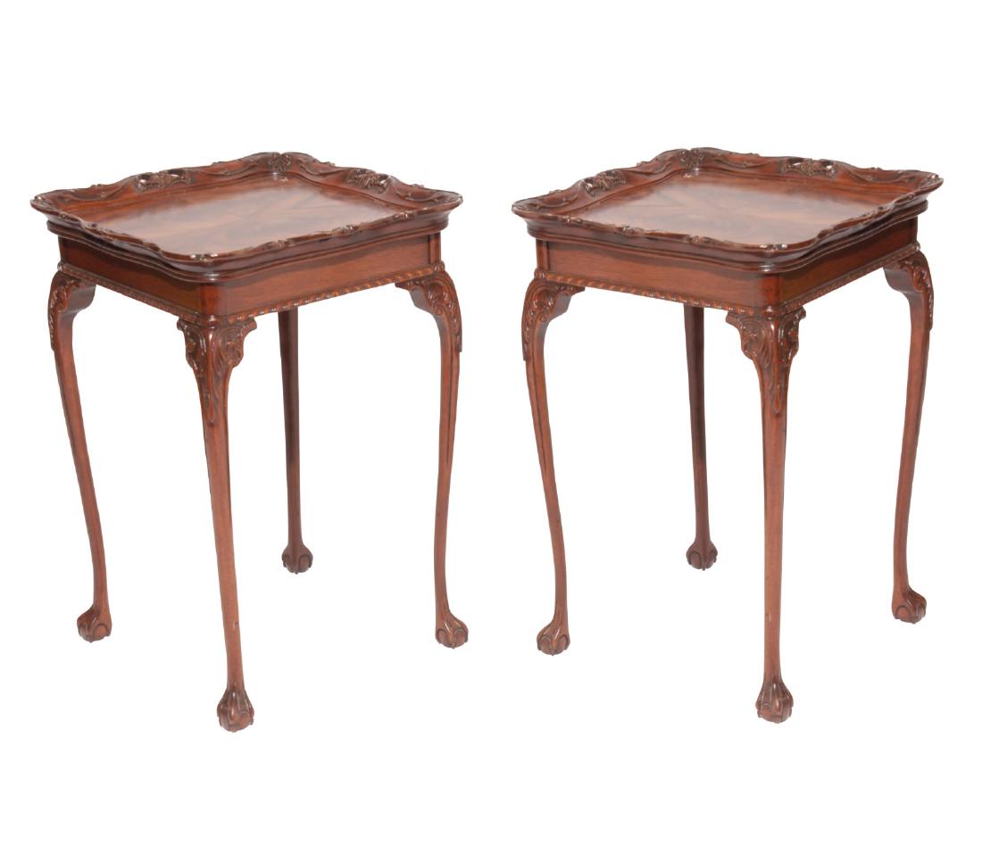 Pair Chippendale Style Mahogany Tables (1 of 5)