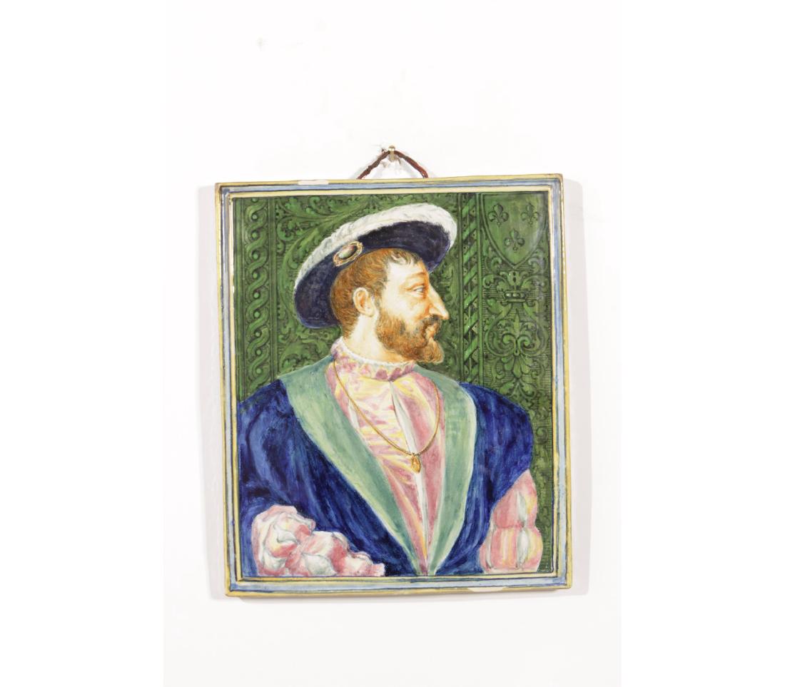 Italian Majolica Plaque of Francis I (1 of 8)
