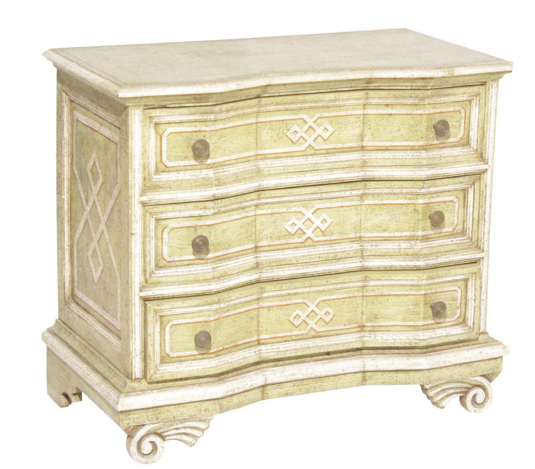 Baroque Style Three Drawer Painted Chest (1 of 8)