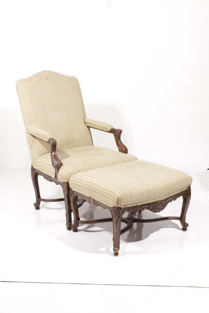 Louis XV Style Fauteuil w/ Ottoman (1 of 9)