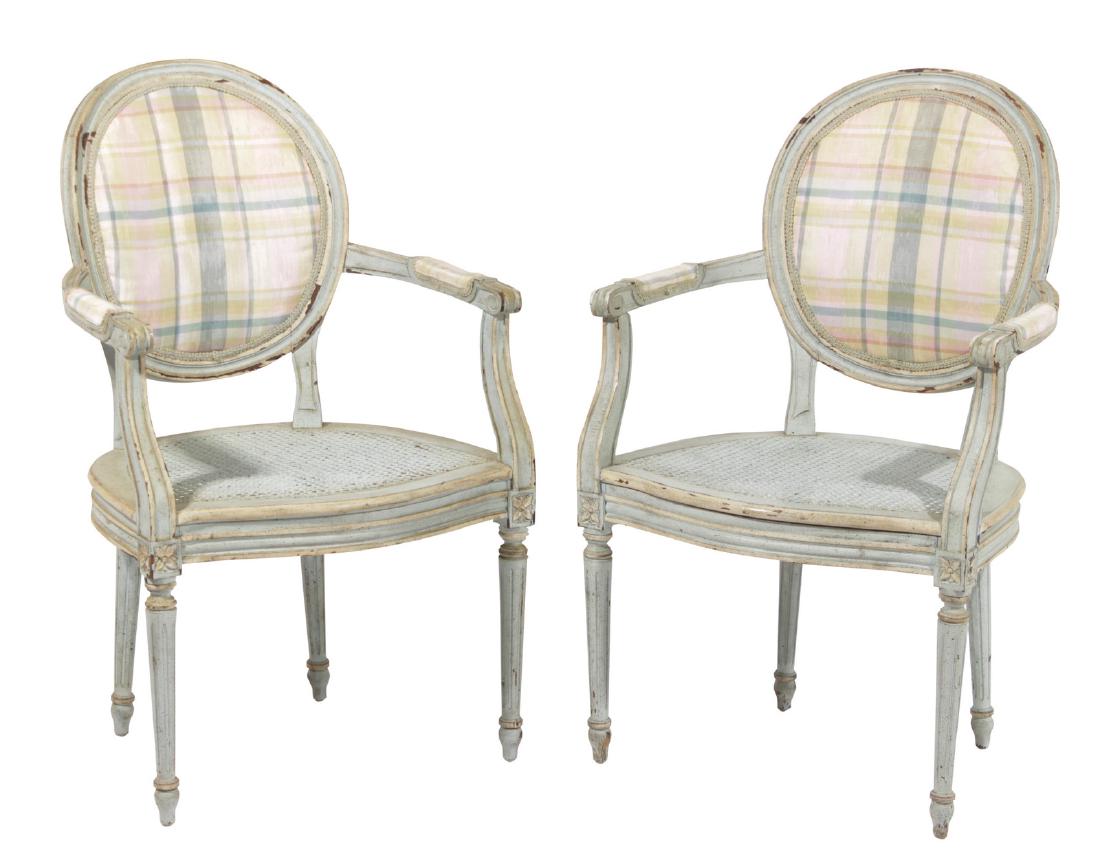 Pair Louis XVI Style Fauteuils (1 of 8)