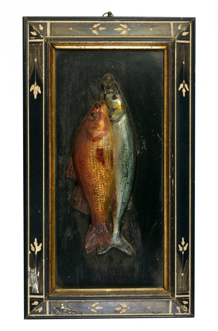 Folk Art Decoupage of Glass Fish, Signed LCT New York (1 of 7)