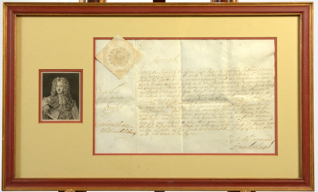 Signed Document from King James II, dated 1685 (1 of 4)