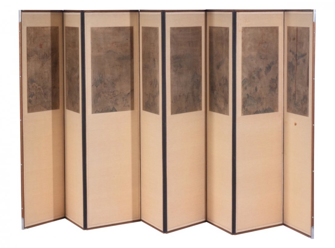 18th or 19th C Chinese Eight Panel Folding Screen (1 of 7)