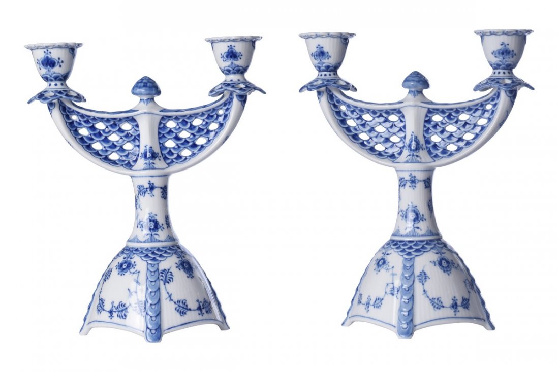 Pair Royal Copenhagen 2 Branch  Candelabra (1 of 5)