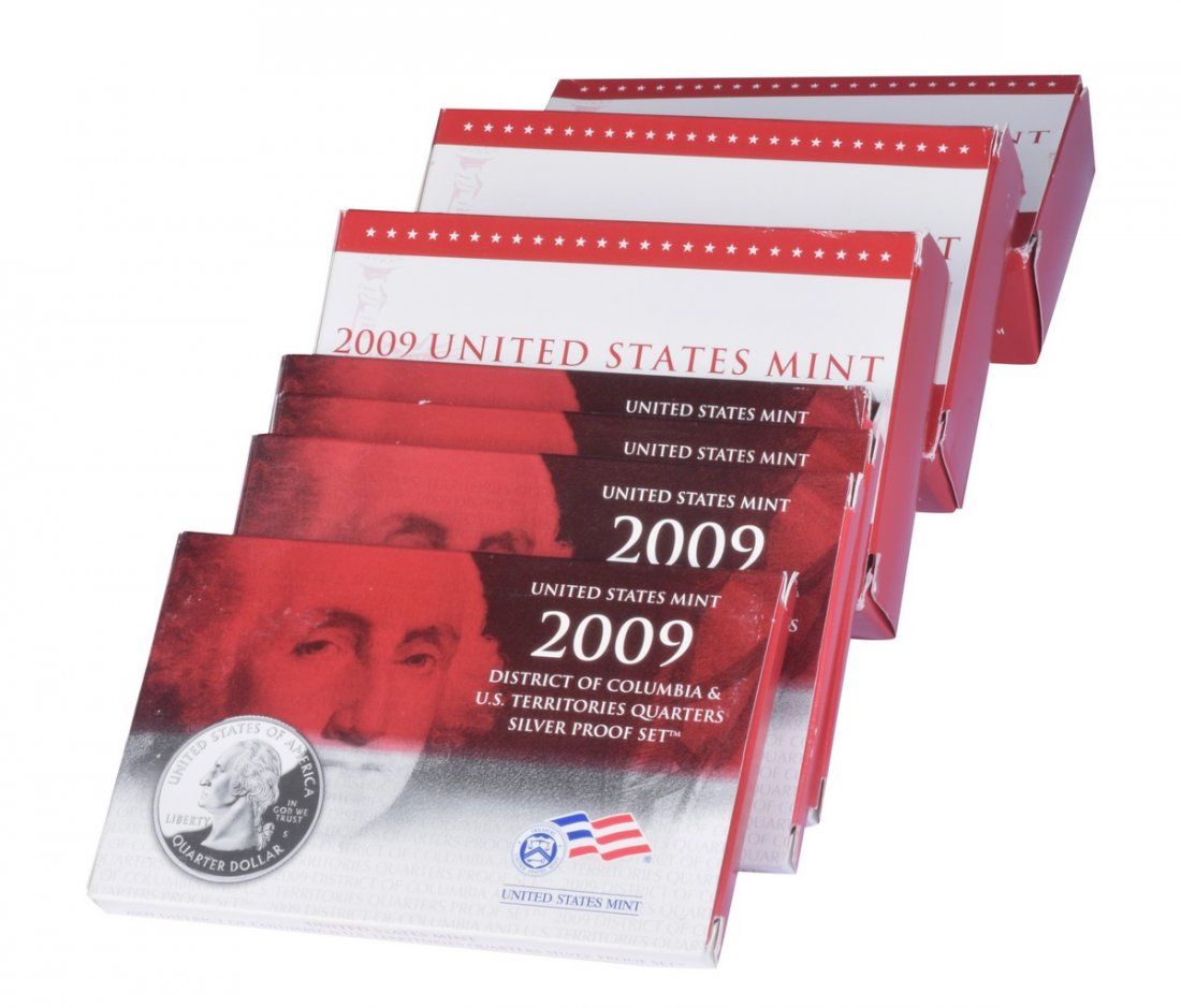 Lot of Seven US Mint 2009 Boxed Silver Proof Sets (1 of 5)