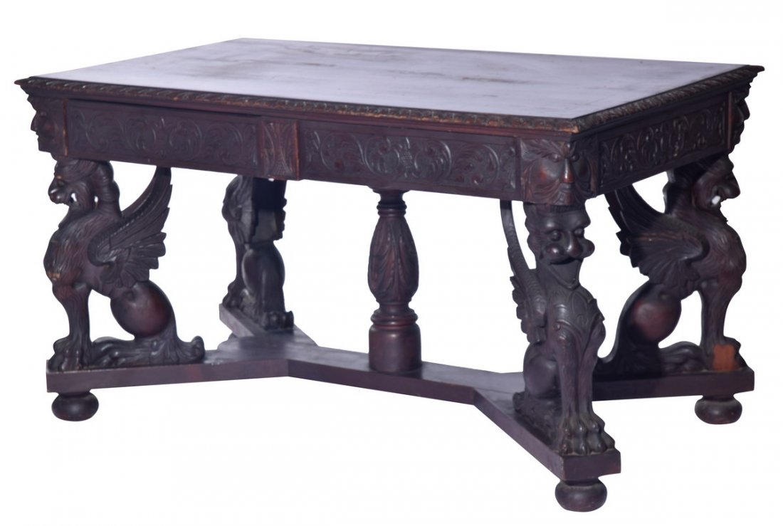 Attributed to Horner Carved Griffin Desk (1 of 6)