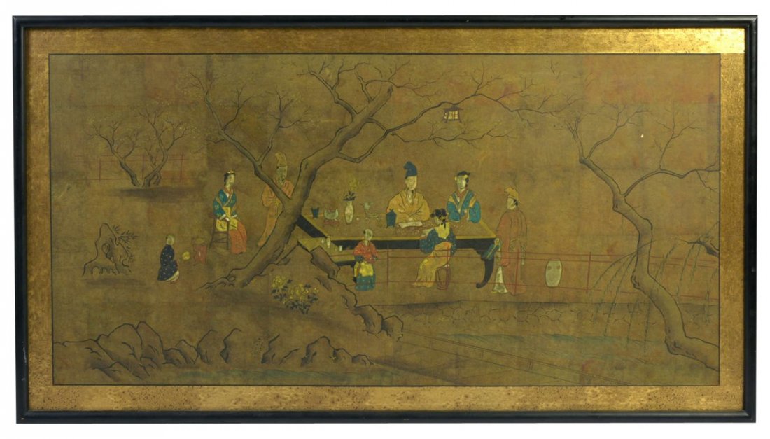 Early Asian Painted Panel on Paper (1 of 4)