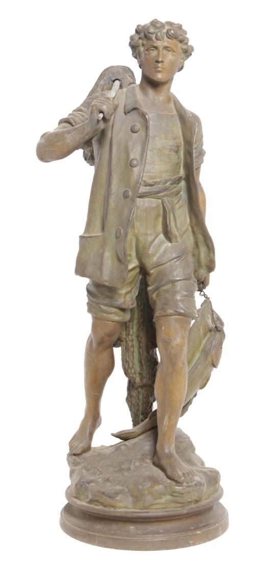 19th C Spelter Sculpture of Fisherman (1 of 7)