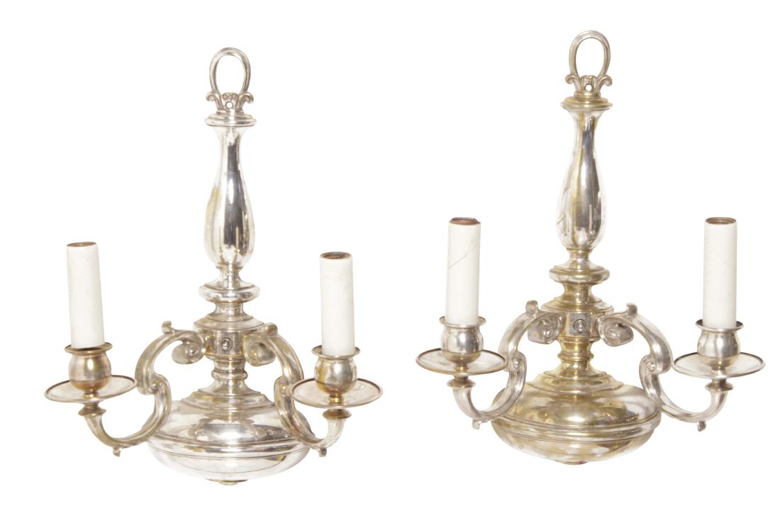 Pair Silver Plated Bronze Sconces (1 of 6)