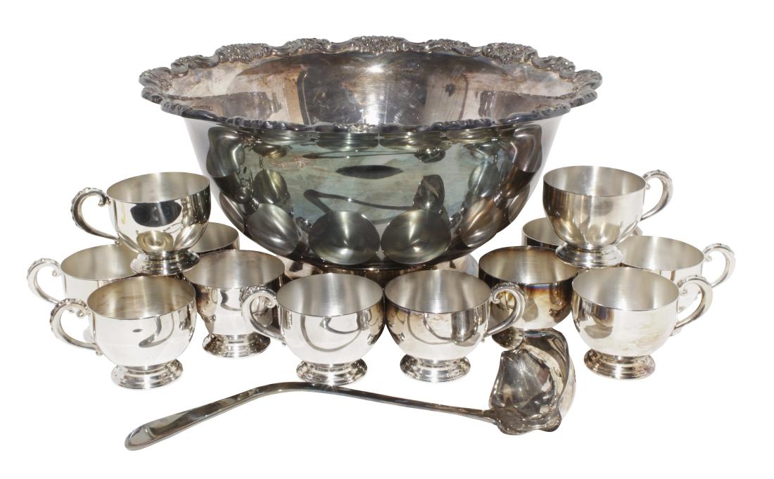 Silver Plate Punch Bowl Set (1 of 9)
