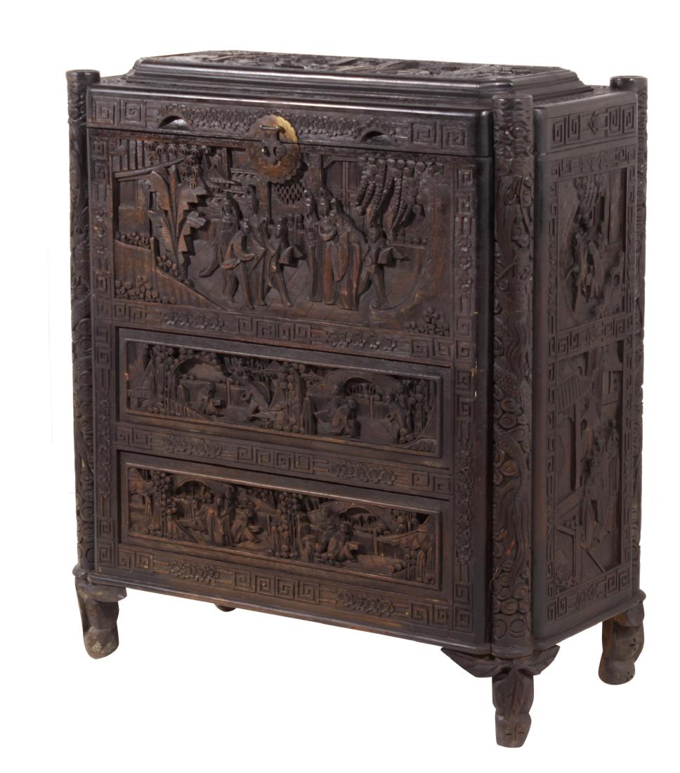 Chinese Carved Camphor Chest (1 of 8)