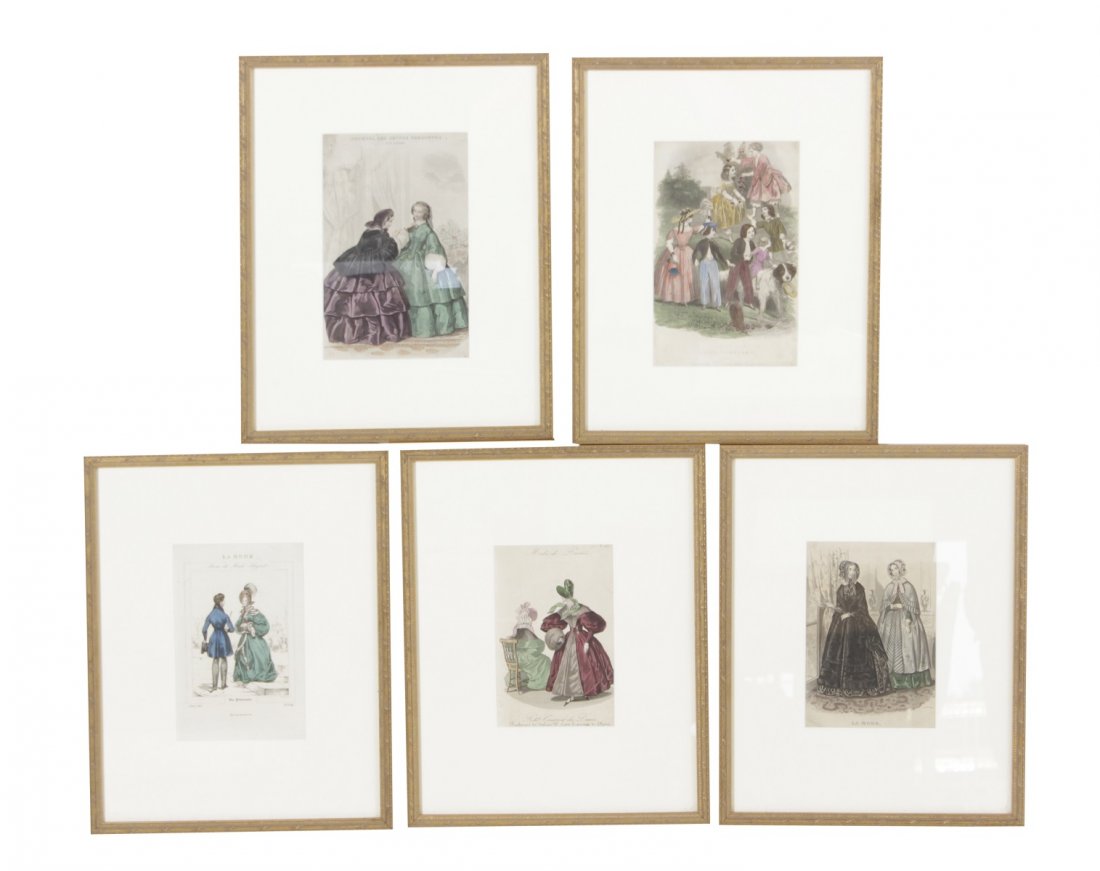 Five Antique Fashion Plates or Etchings (1 of 12)