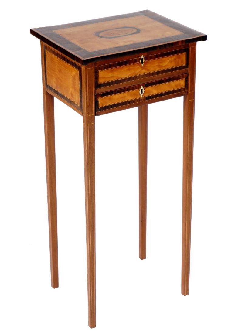 Fine Inlaid Hinged Top One Drawer Stand (1 of 5)