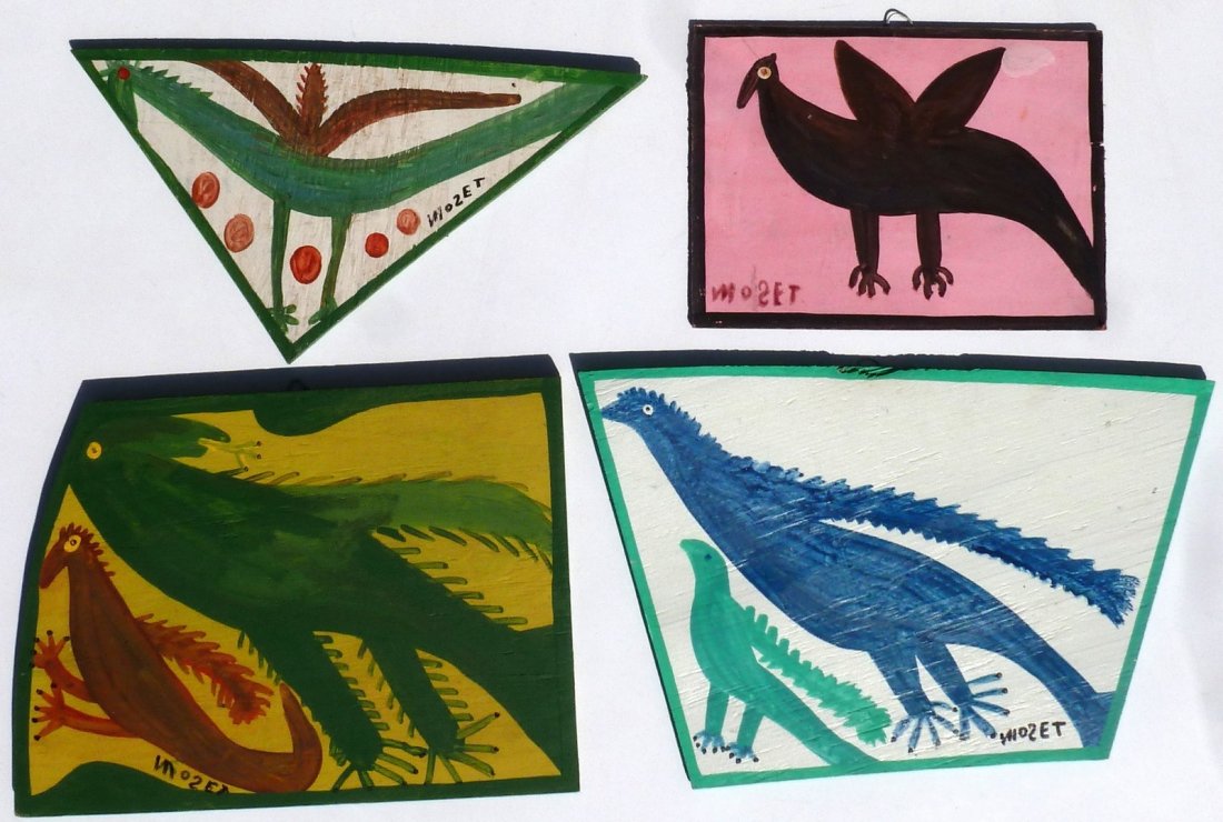 Mose Tolliver (Alabama 1918 - 2006) 4 Bird Paintings (1 of 6)