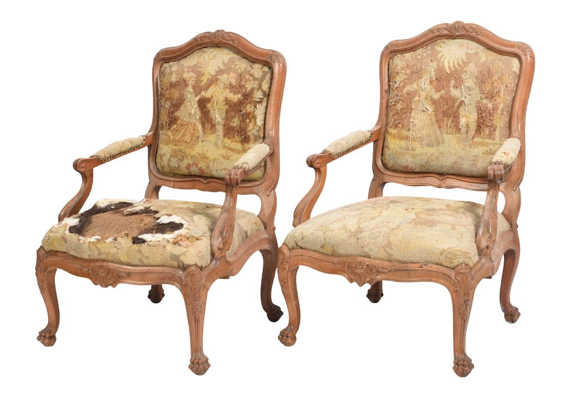 19th C French Pair Bergeres Chairs (1 of 5)