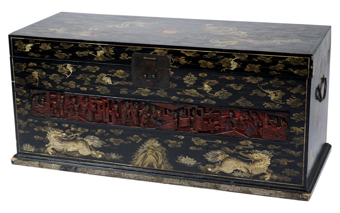 Chinese Black Lacquer Blanket Chest (1 of 9)