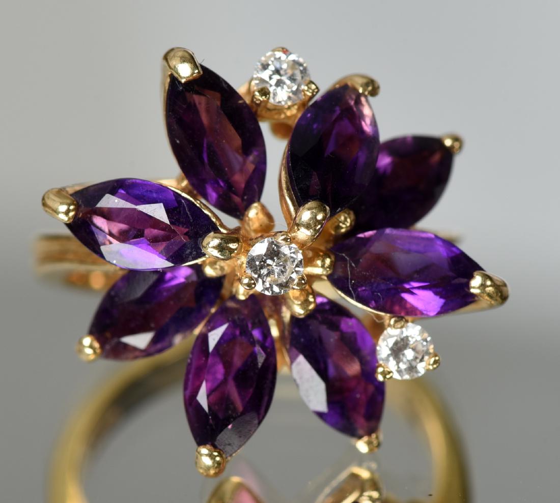 Ladies 14k Gold Amethyst Diamond Ring Sz 7 6.45 Gr (1 of 5)