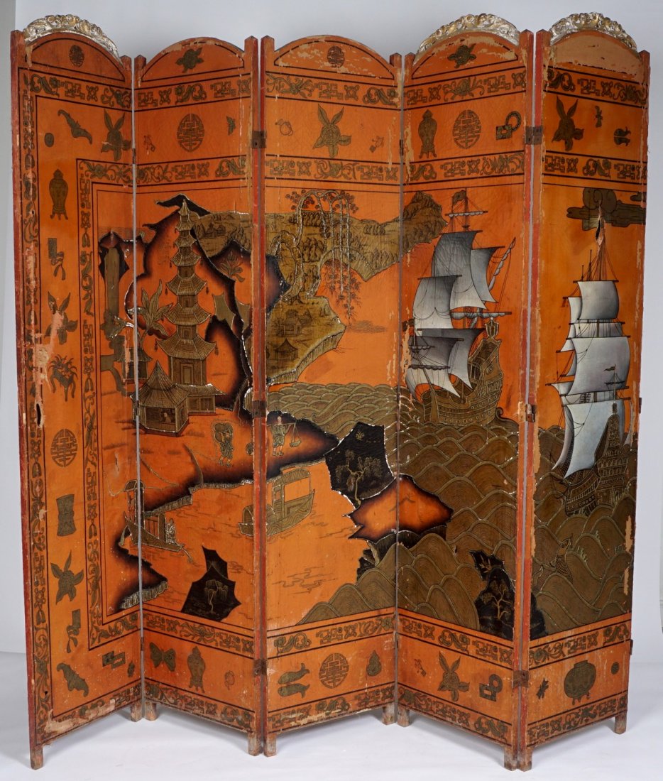 Chinese Five Panel Room Divider (1 of 10)