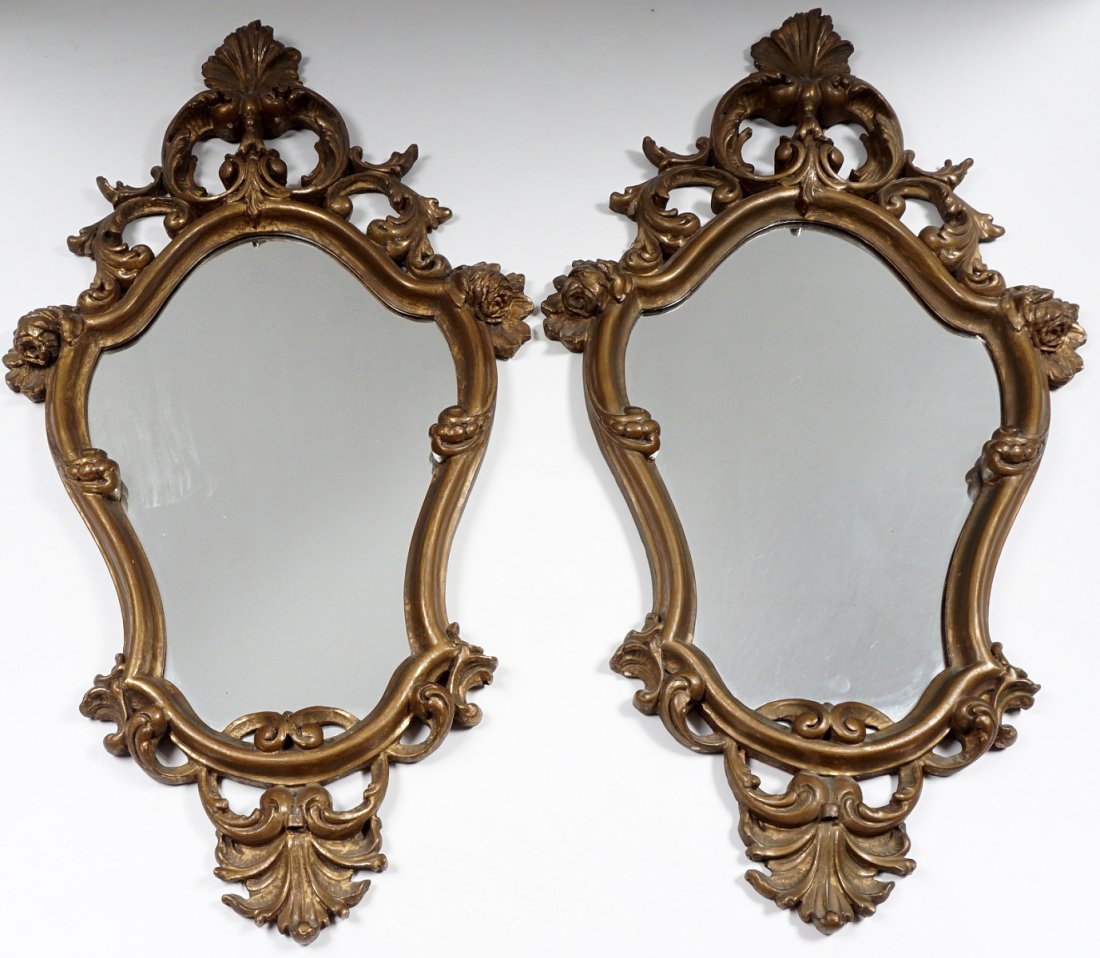 Pr Gilded Cartouche Form Wall Mirrors (1 of 4)