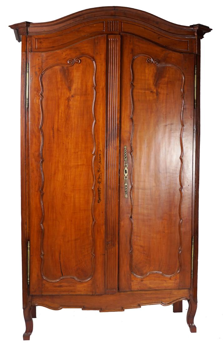 Tall French Provincial Cherry Wood Armoire (1 of 5)