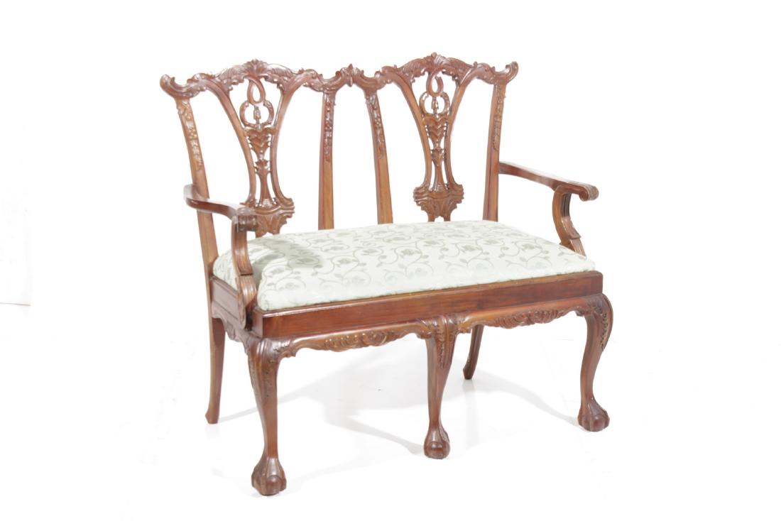 Mahogany Chippendale Style Settee (1 of 7)