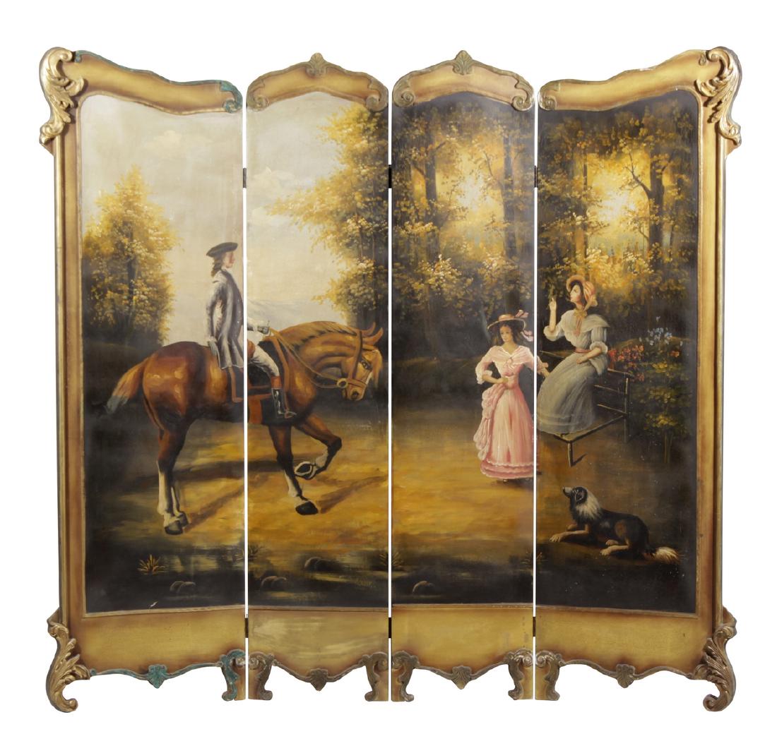 Decorator Four Panel Painted Screen (1 of 9)
