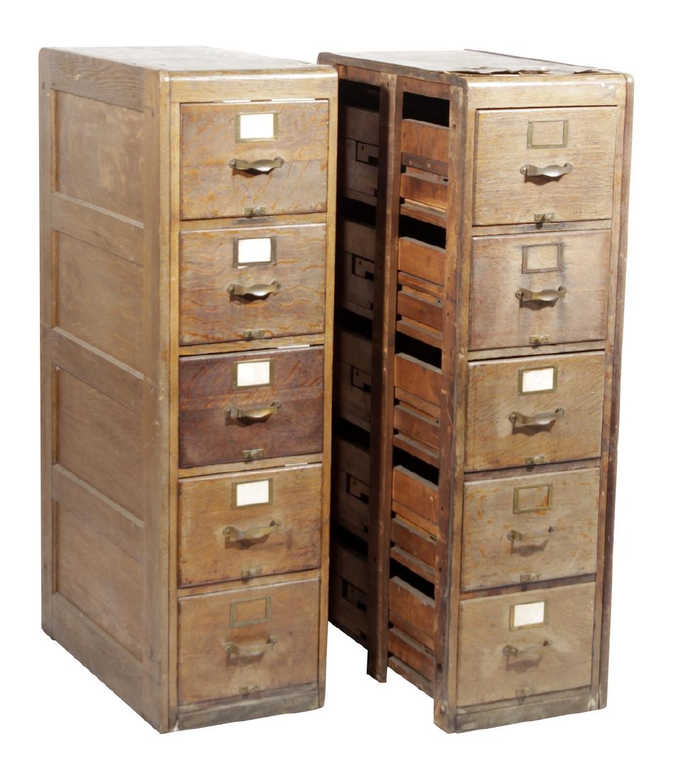 Two Vintage Oak File Cabinets (1 of 8)