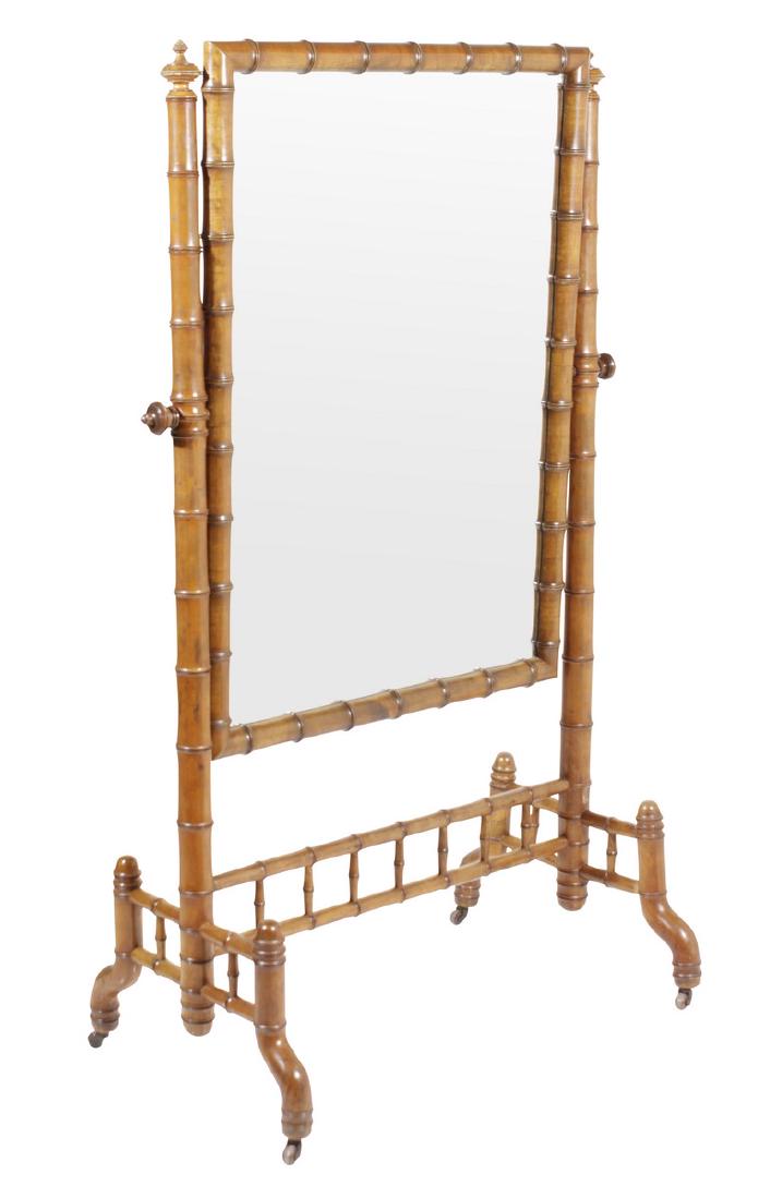 French Style Faux Bamboo Cheval Mirror (1 of 7)