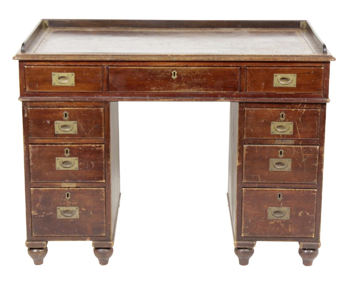 Campaign Style Pedestal Desk in Oak (1 of 10)