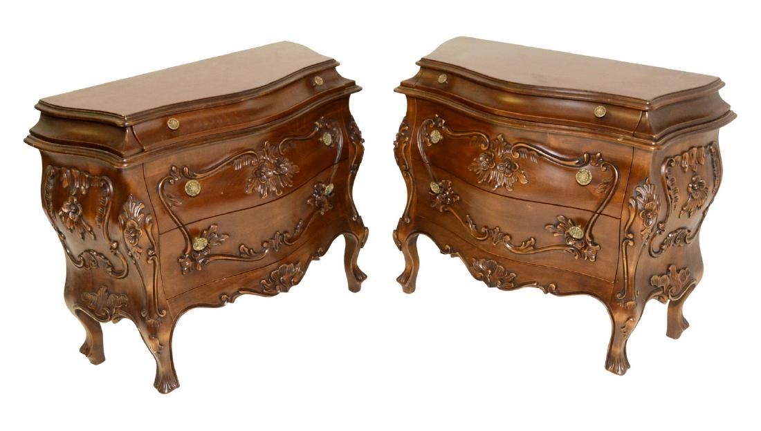 Pair Diminutive Venetian Bombe Commodes (1 of 11)