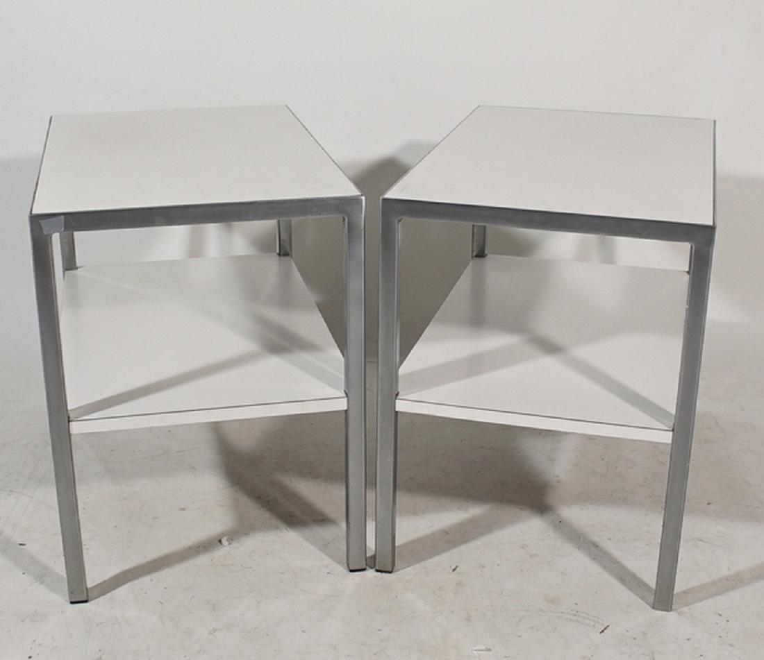 Pair Brushed Steel End tables (1 of 6)