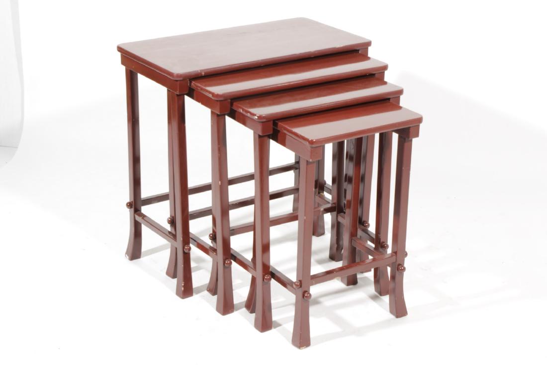 Set of Four Chinese Lacquer Nesting Tables (1 of 5)